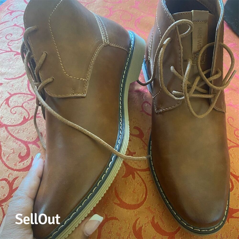 Nine West Men's Brown Chukka Boots Size 8.5 Lace Up Casual